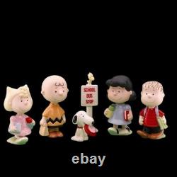 Ensemble de 6 figurines Lenox Peanuts RETOUR À L'ÉCOLE Charlie Brown Snoopy Lucy NIB/COA