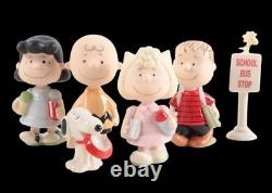 Ensemble de 6 figurines Lenox Peanuts RETOUR À L'ÉCOLE Charlie Brown Snoopy Lucy NIB/COA