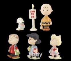Ensemble de 6 figurines Lenox Peanuts RETOUR À L'ÉCOLE Charlie Brown Snoopy Lucy NIB/COA
