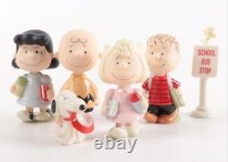 Ensemble de 6 figurines Lenox Peanuts RETOUR À L'ÉCOLE Charlie Brown Snoopy Lucy NIB/COA