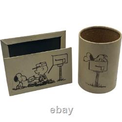 Ensemble de bureau vintage Peanuts Snoopy Charlie Brown, boîte aux lettres, pot à stylos, porte-lettres