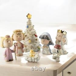Ensemble de crèche de Noël Lenox Peanuts Snoopy Charlie Brown Linus NOUVEAU ! -G6