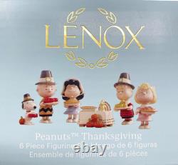 Ensemble de figurines Lenox Peanuts de Thanksgiving de 5 Charlie Brown Snoopy Sally Lucy NEUF