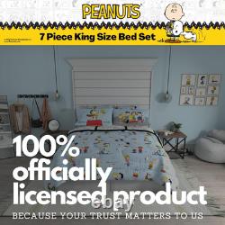 Ensemble de literie Peanuts Charlie Brown et Snoopy Roi 7 pièces Couette Douillette