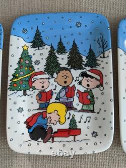 Ensemble de plats panoramiques de Noël Peanuts Snoopy Charlie Brown de Danbury Mint