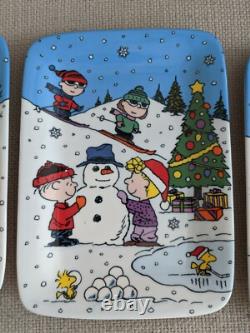 Ensemble de plats panoramiques de Noël Peanuts Snoopy Charlie Brown de Danbury Mint