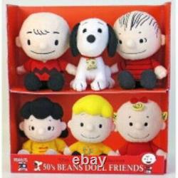 Ensemble de poupées en peluche Nakajima Snoopy des années 50 - Charlie Brown, Linus, Lucy - 110mm