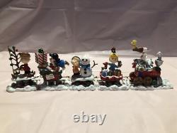 Ensemble de train de Noël Danbury Mint Peanuts/Snoopy/Charlie Brown de 5 pièces avec certificat d'authenticité