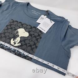 Entraîneur X Peanuts CE544 T-shirt Signature Snoopy pour homme marine NWT Org $178