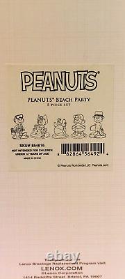 Fête sur la plage de Lenox Peanuts Charlie Brown Snoopy Lucy Linus Sally NEUF dans la boîte avec COA