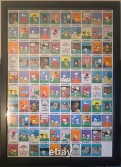 Feuille non découpée de cartes à échanger Peanuts, encadrée et montée avec certificat d'authenticité
