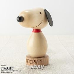 Figure en bois Snoopy et Charlie Brown de PEANUTS au Japon, Poupée en bois Usaburo KOKESHI