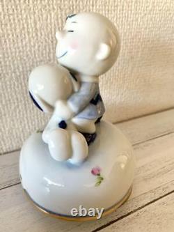 Figurine Vintage de Snoopy et Charlie Brown Boîte à musique en Poterie objet en Poterie