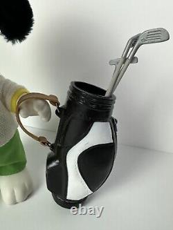 Figurine de golfeur Snoopy collectible avec chapeau, sac de golf et clubs de golf des années 1950