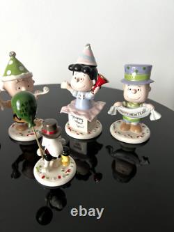 Figurines Lenox Peanuts Bonne Année 5 PC Charlie Brown Snoopy Lucy MINT