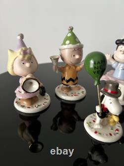 Figurines Lenox Peanuts Bonne Année 5 PC Charlie Brown Snoopy Lucy MINT