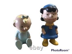 Figurines en céramique peintes à la main Peanuts vintage 4 pièces CHARLIE BROWN LUCY Snoopy Art