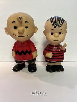 Figurines en vinyle vintage des années 1950 Peanuts Charlie Brown et Linus