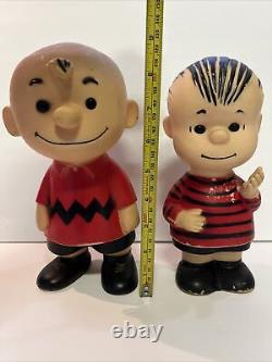 Figurines en vinyle vintage des années 1950 Peanuts Charlie Brown et Linus