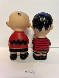 Figurines en vinyle vintage des années 1950 Peanuts Charlie Brown et Linus