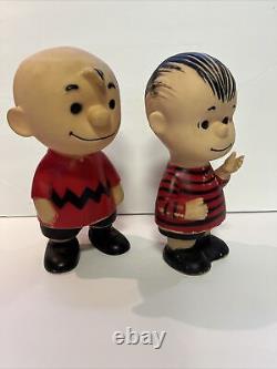 Figurines en vinyle vintage des années 1950 Peanuts Charlie Brown et Linus