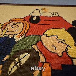 Gang vintage Peanuts Snoopy image de tapisserie finie encadrée 25 X 17