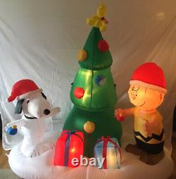 Gemmy 6' Charlie Brown & Snoopy avec sapin de Noël gonflable éclairé EUC
