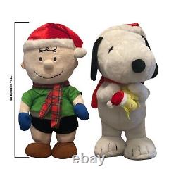 Grand Snoopy + Charlie Brown Accueil des fêtes Greeter Peluche Noël Livraison gratuite