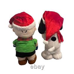 Grand Snoopy + Charlie Brown Accueillant en Peluche de Fête de Noël - Livraison Gratuite