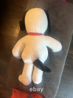 Grand peluche vintage Snoopy Peanuts avec collier