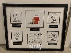 Guide de vie Peanuts de Charles Schulz - Collage encadré rare avec COA de Charlie Brown