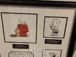 Guide de vie Peanuts de Charles Schulz - Collage encadré rare avec COA de Charlie Brown
