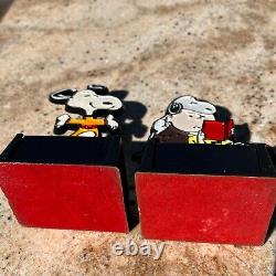 Hand Crafted Snoopy Et Charlie Brown Aviva Trophy Set Hand Painted Rare
