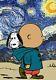 Impression D'art Pop Signée En édition Limitée Death Nyc, 45x32 Cm, Charlie Brown Snoopy Nuit étoilée.