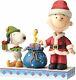 Jim Shore Peanuts Snoopy & Charlie Brown À Titre De Père Noël Retraité 4052721 Nouveau