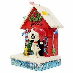 Jim Shore Peanuts Snoopy Et Woodstock Dog House Figurine Lit 7 6002771
