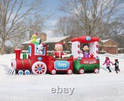 Le train de Noël Peanuts de 16,5 pieds Charlie Brown, Lucy, Snoopy Airblown Inflatable