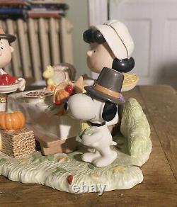 Lenox Merci Figurine Peanuts Gang Charlie Brown Snoopy Thanksgiving Mint
