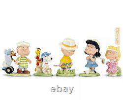 Lenox Peanuts Golf Team 5 Piece Figurine Set Charlie Brown Snoopy & Pals Nouveau