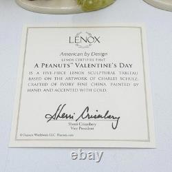 Lenox Un Ensemble De 5 Figurines Peanuts Pour La Saint-Valentin Charlie Brown Lucy Snoopy NEUF