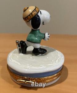 Limoges Peint Main LE Snoopy Patinage Charles Schulz Peanuts Charlie Brown