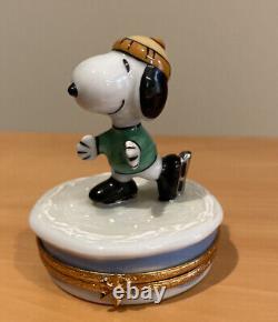 Limoges Peint Main LE Snoopy Patinage Charles Schulz Peanuts Charlie Brown