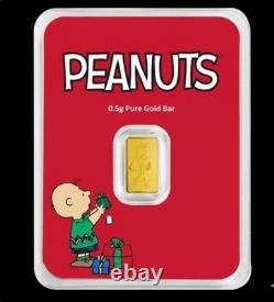 Lingot d'or Snoopy avec cadeau Peanuts 60 ans de Noël de Charlie Brown