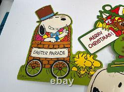 Lot (8) années 80-90 vtg Snoopy Charlie Brown Peanuts découpes de Pâques et d'Action de grâce.