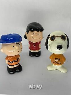 Lot De 3 Vintage Bobblehead Nodders Peanuts Snoopy Joe Cool, Charlie Brown, Lucy