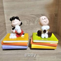 Lot de 2 boîtes à musique vintage en céramique Peanuts Snoopy Charlie Brown Lucy