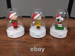 Lot de 3 Hallmark Peanuts Happy Tappers Snoopy, Linus, Charlie Brown 2015 FONCTIONNANTS