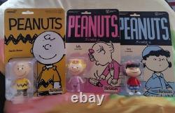 Lot de figurines ReAction Peanuts Snoopy, Charlie Brown, Sally et Lucy – emballage non ouvert