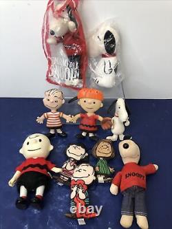 Lot vintage de poupées de poche Peanuts Charlie Brown Snoopy des années 1960 Linus Lucy #m2