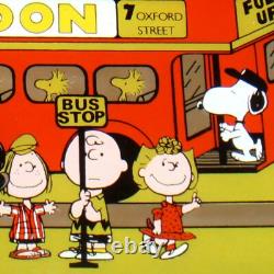 Miroir ancien en bois vintage 1966 avec cadre Snoopy Charlie Brown arrêt de bus Londres Royaume-Uni